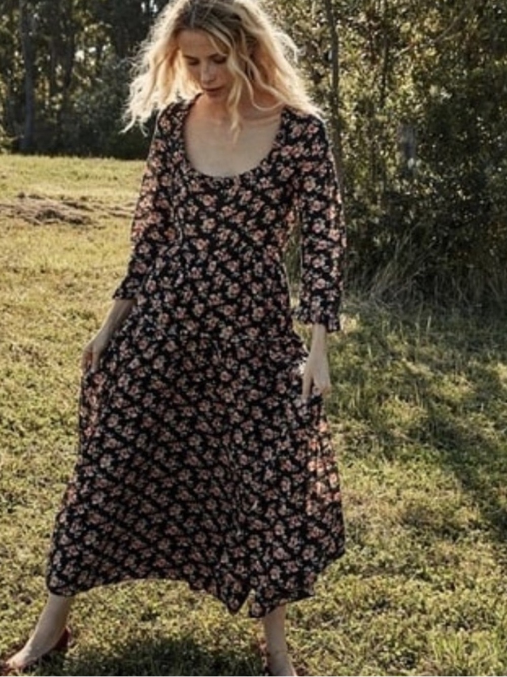 Doen Garnet Dress - Black Poppy Cotton